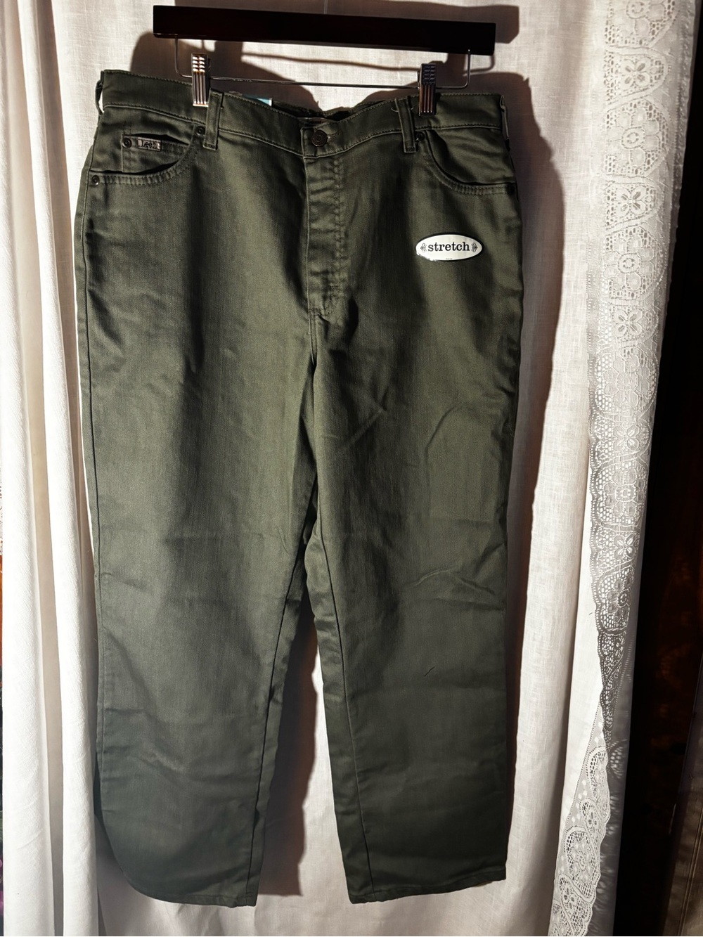 Lee Men's Olive Green Stretch Chinos